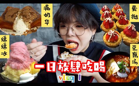 一日放肆吃喝系列vlog第一期｜北京探店｜北京美食｜吃播｜豆腐汤｜蛋挞｜漏奶华｜绵绵冰｜哔哩哔哩bilibili