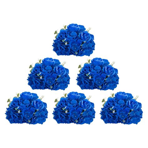 BLOSMON Artificial Flower Balls Centerpieces 6 Pcs 11 8 Royal Blue