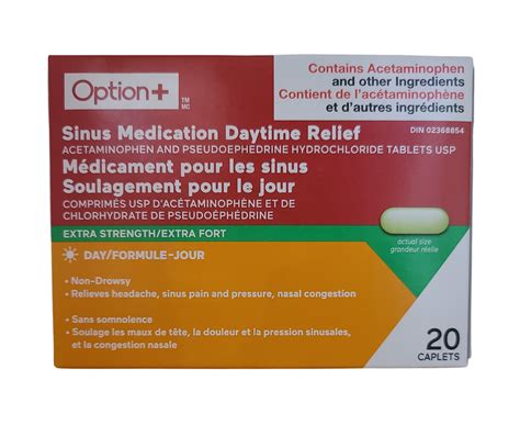 Option Sinus Medication Daytime Relief Day 20 Caplets Extra Strength Pharmacy For Life