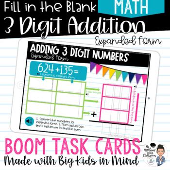 Digit Addition Expanded Form Digital Boom Task Cards Tpt