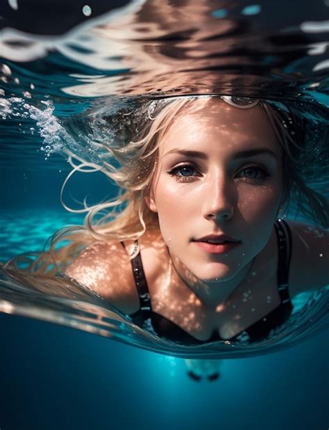 Premium Ai Image Underwater Woman Portrait