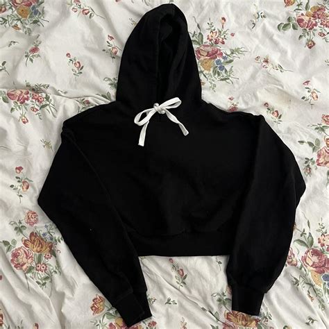 cropped black hoodie #cropped #hoodie #casual... - Depop