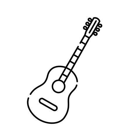 Outline Simple Vector Guitar Icon Isolated On White Background