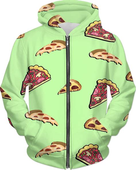 Pizza At Lemon Green All Over Print Hoodie Yummy Fastfood Themed