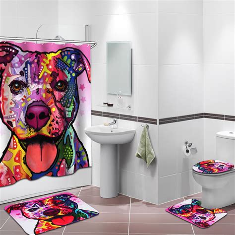 180 X 180cm Bathroom Shower Curtain Graffiti Dog Pattern Print