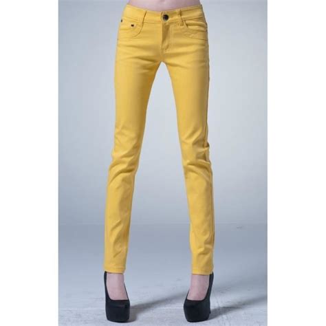 Jeans Pantalon Slim Skinny Jaune Achat Vente Pantalon Cdiscount