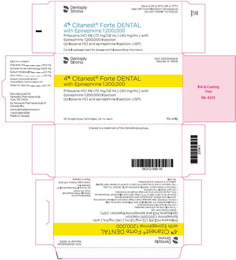 Citanest Forte DENTAL (Dentsply Pharmaceutical Inc.): FDA Package Insert