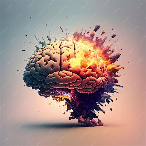 Premium Ai Image Concept Art Of A Human Brain Exploding With