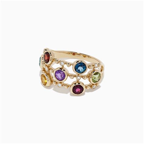 Effy Mosaic 14k Yellow Gold Multi Gemstone And Diamond Ring 231 Tcw