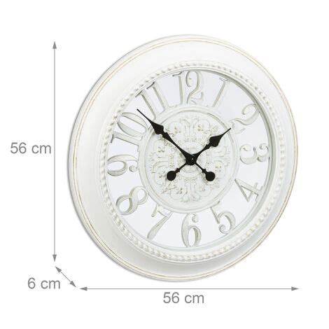 Relaxdays Reloj De Pared Vintage Xxl Pl Stico Blanco X X Cm