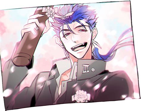 Safebooru 1boy Blue Hair Blush Cherry Blossoms Corsage Fangs Fatestay Night Fate Series