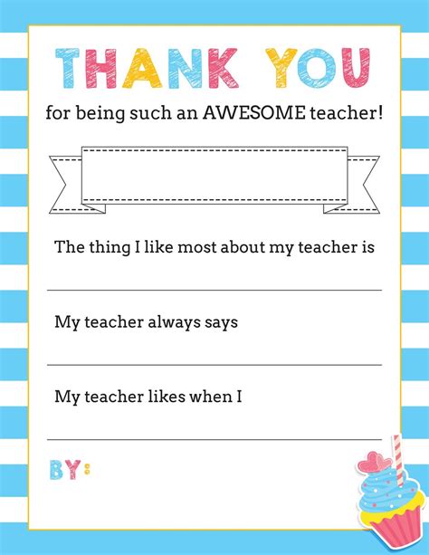 Free Printable Teacher Appreciation Thank You Notes