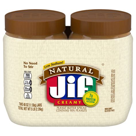 Save On Jif Natural Low Sodium Creamy Peanut Butter Spread 40 Oz2 Ct Order Online Delivery Giant