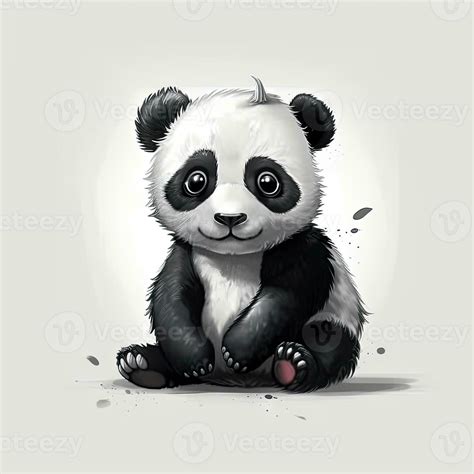 Minimalist Cute Panda Drawing on White Background for Invitations and ...