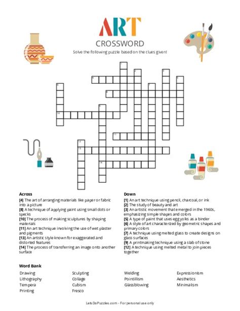 Free Printable Art Crossword Puzzle