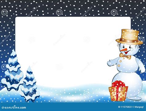 Funny Snowman Winter Photo Frame Stock Vector Illustration Of