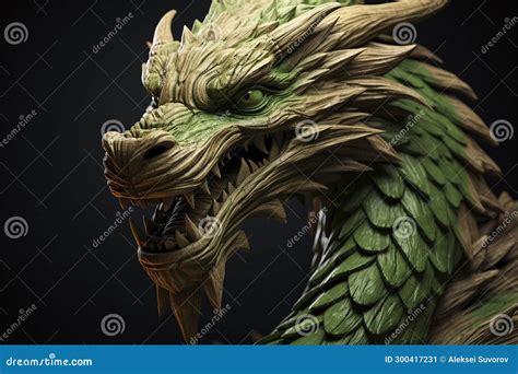 Chinese Wooden Dragon, Green, Dragon Statuette Stock Image - Image of gold, barong: 300417231