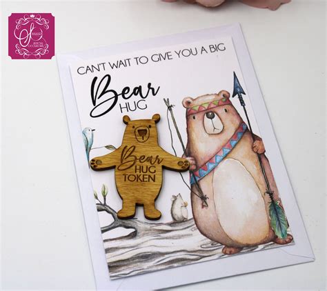 Pocket Bear Hug Token On Card With Cute Bear