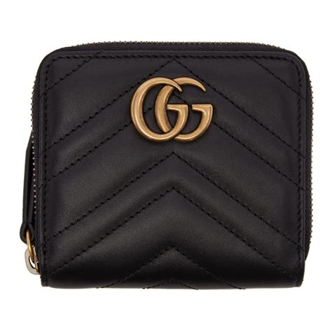 Gucci Black Mini Gg Marmont Zip Around Wallet Lyst