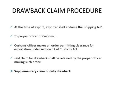 Duty Drawback Claim Procedures