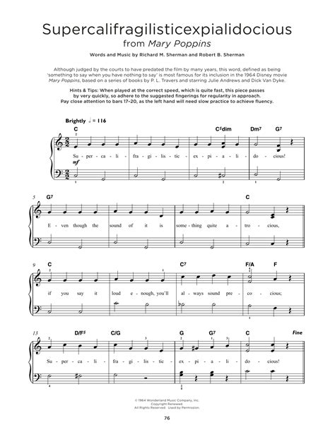 Supercalifragilisticexpialidocious From Mary Poppins Sheet Music