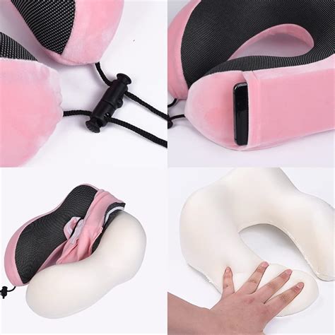 Rhodey Bantal Leher U Shape Travel Neck Pillow Memory Foam Beludru