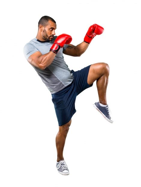 Premium Photo Strong Sport Man With Boxing Gloves Fighting