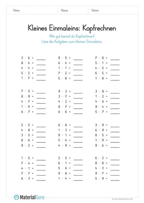 Mathe Ist Einfach Einmaleins Zum Ausdrucken Artofit