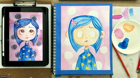 Como Dibujar A Coraline Con Acuarelas Facil Paso A Paso Art4kids