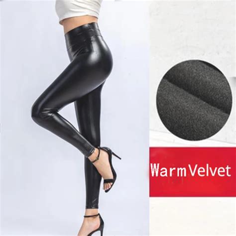 Pantalon En Cuir Pu Pour Femme Optique D Hiver Taille Haute Leggings En