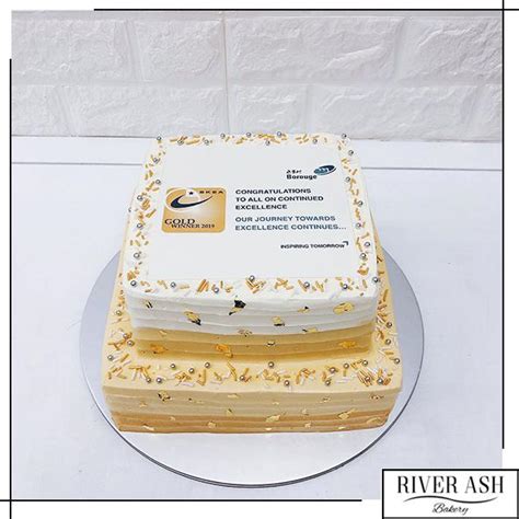 Corporate Anniversary Cake with Brand Logo/Corporate Events SG - River Ash Bakery