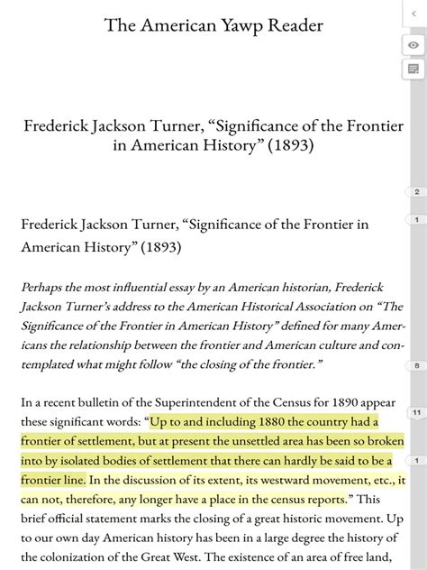 Frederick Jackson Turner, "Significance of The Frontier in American ...