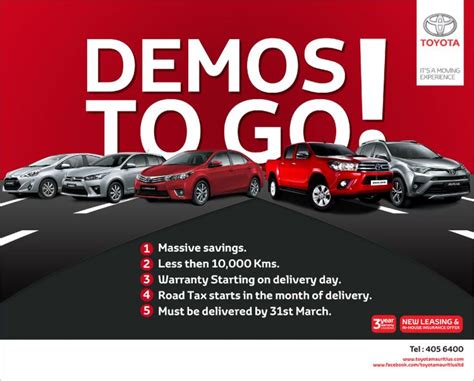 Toyota Mauritius Ltd Demos To Go Tel 405 6400 Toyota Road Tax