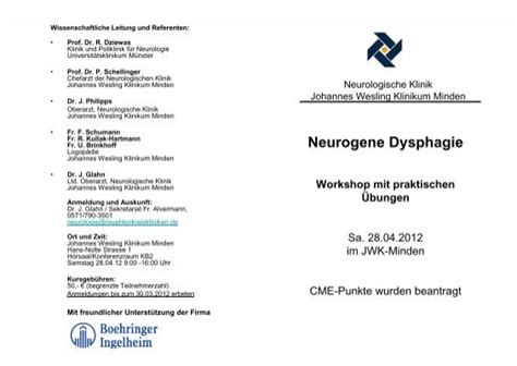 Neurogene Dysphagie Workshop Mit Neurologische Klinik