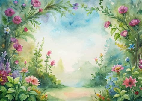 Premium Vector | Beautiful flower garden watercolor background