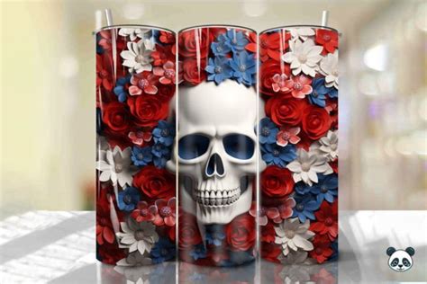 Patriotic Skull D Tumbler Wrap Graphic By Pandastic Creative Fabrica