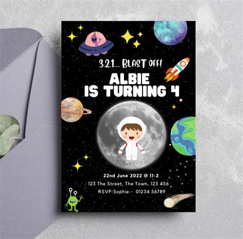 customisable space themed party invite labelwithloveco