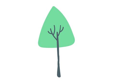 Premium Vector | Tree with green crown hand drawing cartoon doodle vector illustration isolated