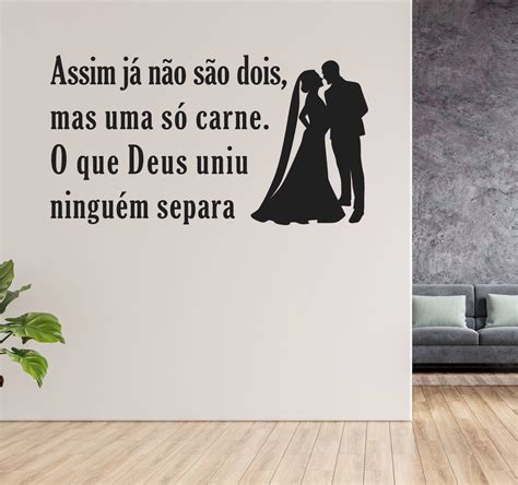 Adesivo De Parede Frase Oque Deus Uniu Ningu M Separa Elo