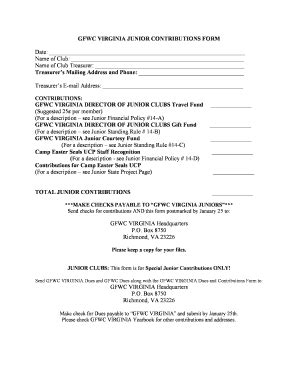 Fillable Online Gfwcvirginia Gfwc Virginia Junior Contributions Form