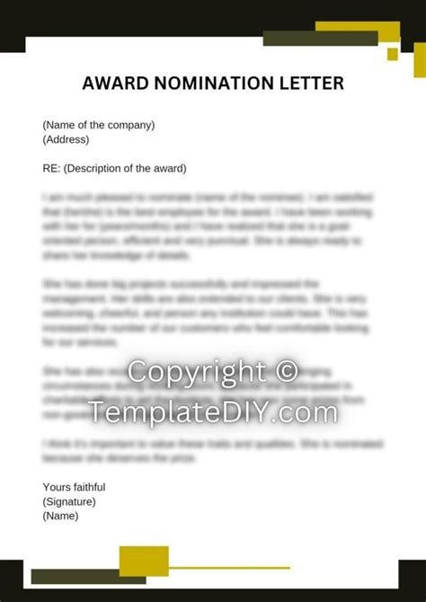 Award Nomination Letter Sample With Examples Word