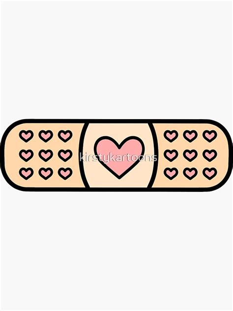 Heart Bandage Sticker For Sale By Kirstykartoons Redbubble