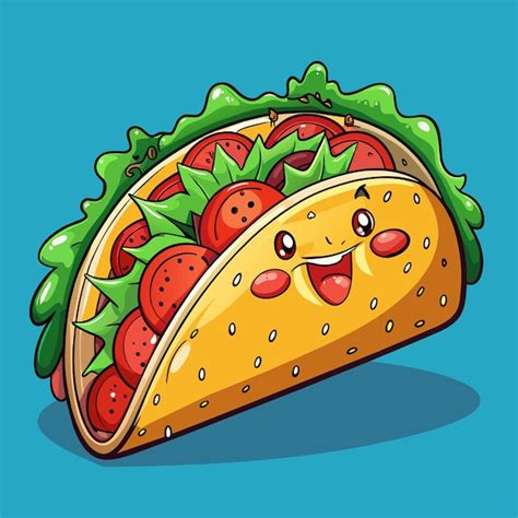 Un Dibujo De Dibujos Animados De Un Taco Con Una Cara Sonriente En él