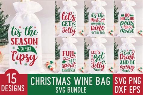 Christmas Wine Bag Bundle 15 Svg Designs Deeezy