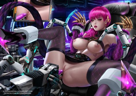 Rule 34 Alexander Dinh Alternate Costume Anal Probe Arms Up Big Breasts Bondage Dildo Evelynn