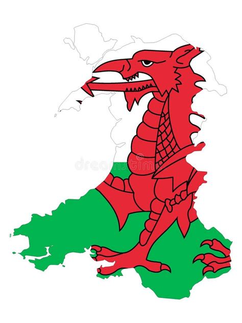 Combined Map And Flag Of Wales Stock Vector Illustration Of Regions