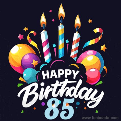 Happy 85th Birthday Sticker In Animated  Format Vibrant Vector Logo