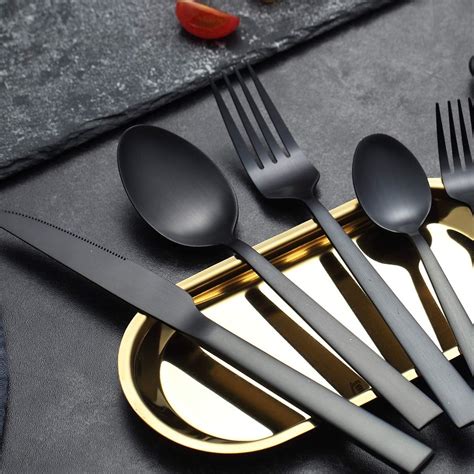 Service For 6 Matte Black Black Flatware Set Berglander Cutlery Set 30