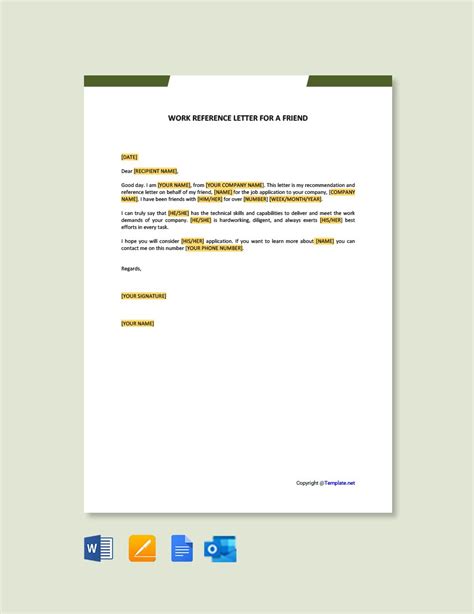 Immigration Reference Letter for a Friend in Pages, PDF, Word, Google ...