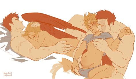 Rule 34 2boys Belly Bulge Big Bad Spoon Clothes Cuddling Endeavor My Hero Academia Enji